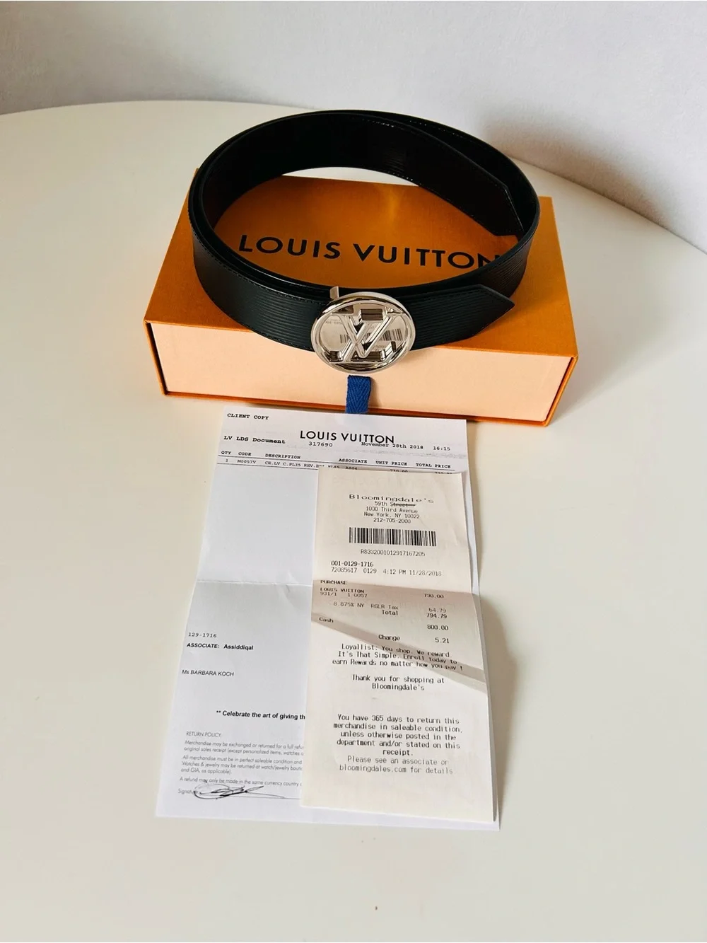 Louis Vuitton Black Epi Leather Belt Reversible LV Buckle w Receipt